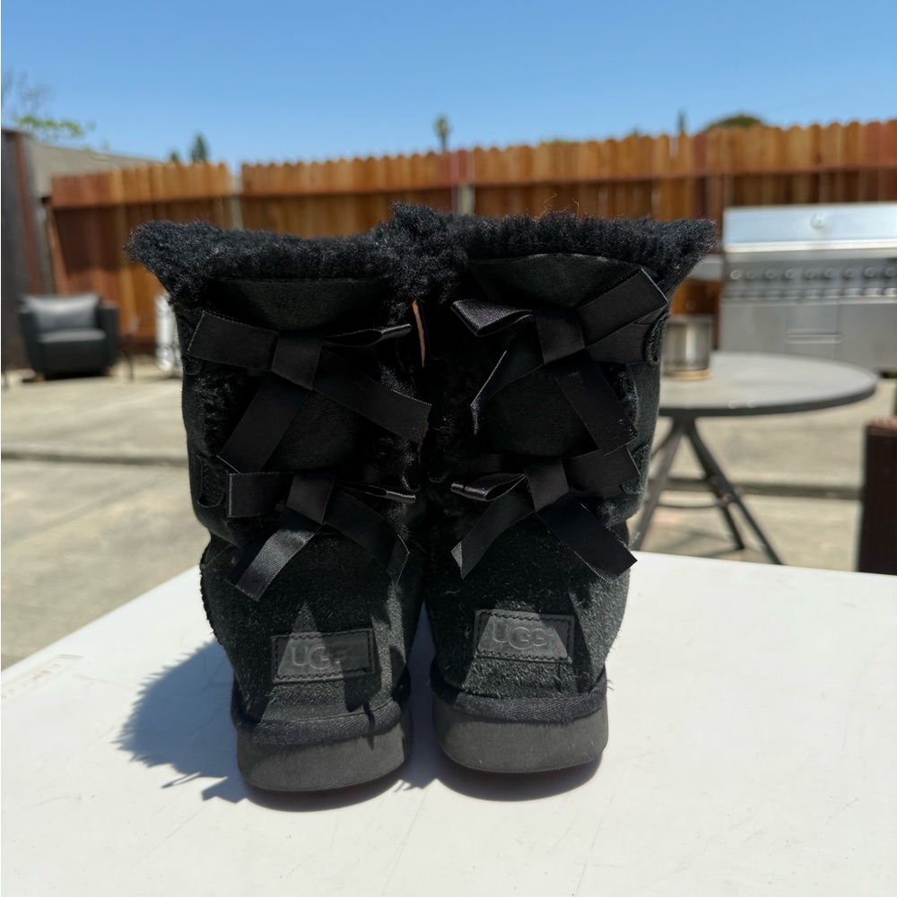 UGG Black Suede Boots with Bows